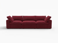 Deluxe Cloud 3-Seater Couch Sectional in Claret Velvet | 3-Piece, Living Room Seating, Easy To Clean, Small Space