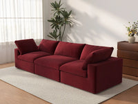 Deluxe Cloud 3-Seater Couch Sectional in Claret Velvet | 3-Piece, Living Room Seating, Easy To Clean, Small Space