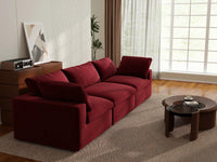 Deluxe Cloud 3-Seater Couch Sectional in Claret Velvet | 3-Piece, Living Room Seating, Easy To Clean, Small Space