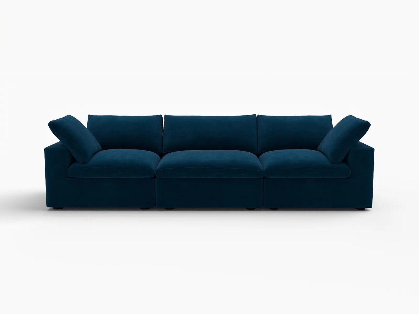 Deluxe Cloud 3-Seater Couch Sectional in Dark Blue Velvet | 3-Piece, Living Room Seating, Easy To Clean, Stylish Design