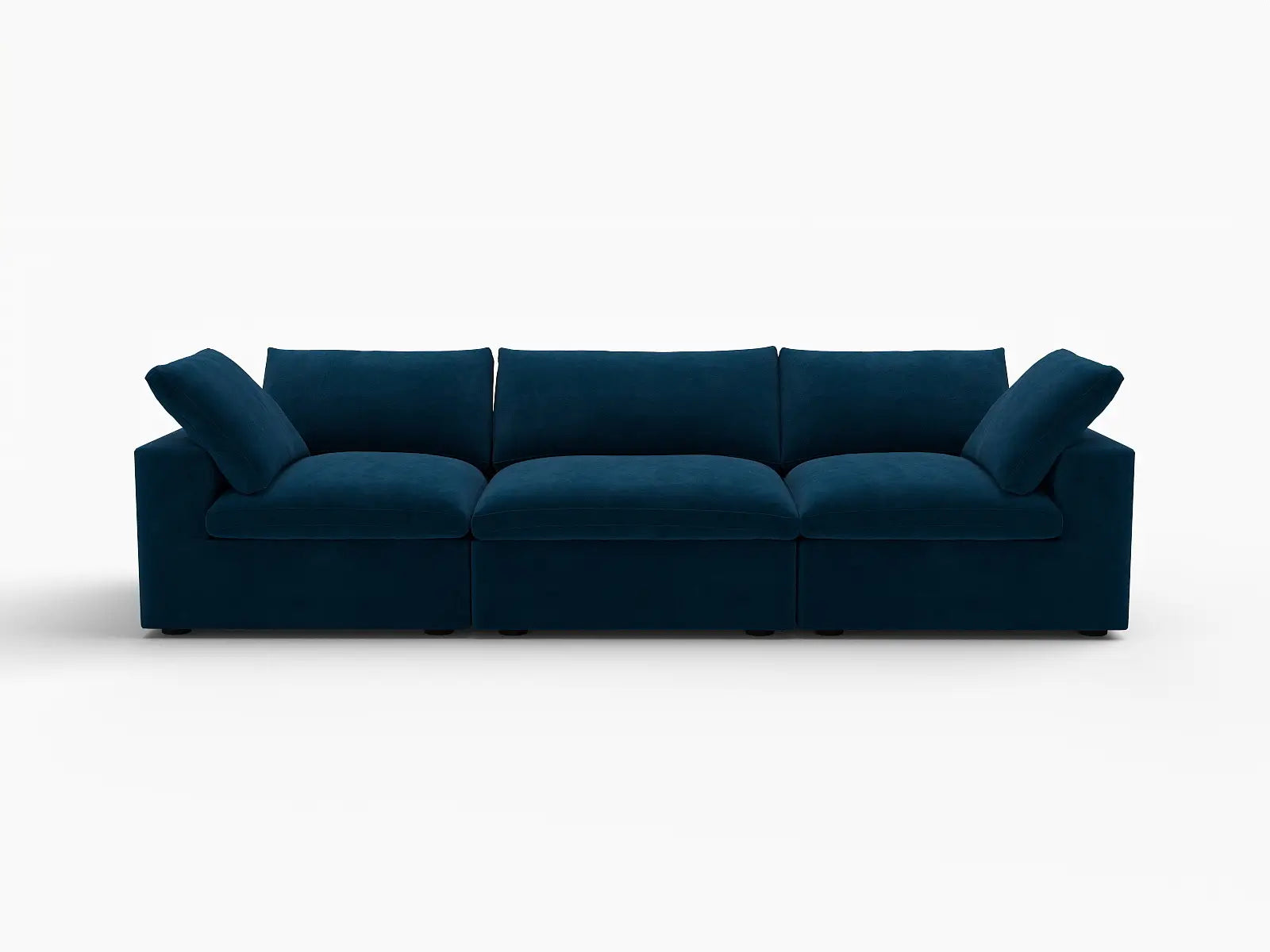Deluxe Cloud 3-Seater Couch Sectional in Dark Blue Velvet | 3-Piece, Living Room Seating, Easy To Clean, Stylish Design