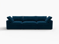 Deluxe Cloud 3-Seater Couch Sectional in Dark Blue Velvet | 3-Piece, Living Room Seating, Easy To Clean, Stylish Design