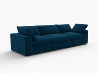 Deluxe Cloud 3-Seater Couch Sectional in Dark Blue Velvet | 3-Piece, Living Room Seating, Easy To Clean, Stylish Design