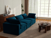 Deluxe Cloud 3-Seater Couch Sectional in Dark Blue Velvet | 3-Piece, Living Room Seating, Easy To Clean, Stylish Design