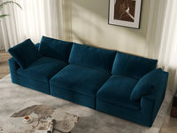 Deluxe Cloud 3-Seater Couch Sectional in Dark Blue Velvet | 3-Piece, Living Room Seating, Easy To Clean, Stylish Design