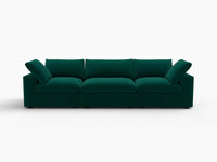 Deluxe Cloud 3-Seater Couch Sectional in Gem Green Velvet | 3-Piece, Living Room Seating, Easy To Clean, Modern Style