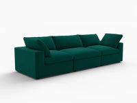 Deluxe Cloud 3-Seater Couch Sectional in Gem Green Velvet | 3-Piece, Living Room Seating, Easy To Clean, Modern Style