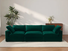 Deluxe Cloud 3-Seater Couch Sectional in Gem Green Velvet | 3-Piece, Living Room Seating, Easy To Clean, Modern Style
