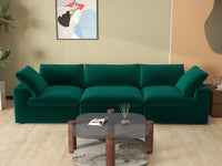 Deluxe Cloud 3-Seater Couch Sectional in Gem Green Velvet | 3-Piece, Living Room Seating, Easy To Clean, Modern Style