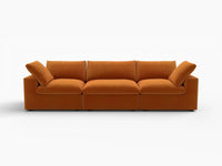 Deluxe Cloud 3-Seater Couch Sectional in Terracotta Velvet | 3-Piece, Living Room Seating, Easy To Clean, Contemporary Style