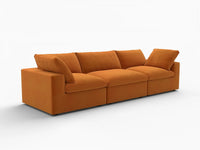 Deluxe Cloud 3-Seater Couch Sectional in Terracotta Velvet | 3-Piece, Living Room Seating, Easy To Clean, Contemporary Style