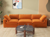Deluxe Cloud 3-Seater Couch Sectional in Terracotta Velvet | 3-Piece, Living Room Seating, Easy To Clean, Contemporary Style
