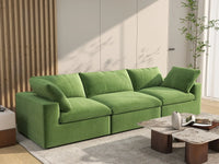 Deluxe Cloud 3-Seater Earth Green Couch Sectional | 3-Piece, Velvet Fabric, Living Room Seating, Washable Cushion Covers