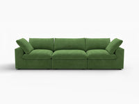 Deluxe Cloud 3-Seater Earth Green Couch Sectional | 3-Piece, Velvet Fabric, Living Room Seating, Washable Cushion Covers