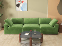 Deluxe Cloud 3-Seater Earth Green Couch Sectional | 3-Piece, Velvet Fabric, Living Room Seating, Washable Cushion Covers