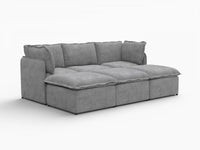 Deluxe Cloud 3-Seater Grey Large Space Pit Sectional | 6-Piece (Includes 3 Ottomans), Linen Look Poly Fabric, Easy To Clean