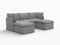 Deluxe Cloud 3-Seater Grey Large Space U-Shaped Sectional | 5-Piece (Includes 2 Ottomans), Linen Look Poly Fabric, Easy To Clean