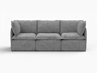 Deluxe Cloud 3-Seater Grey Small Space Couch Sectional | 3-Piece, Linen Look Poly Fabric, Easy To Clean