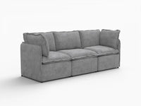 Deluxe Cloud 3-Seater Grey Small Space Couch Sectional | 3-Piece, Linen Look Poly Fabric, Easy To Clean