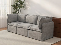 Deluxe Cloud 3-Seater Grey Small Space Couch Sectional | 3-Piece, Linen Look Poly Fabric, Easy To Clean