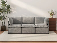 Deluxe Cloud 3-Seater Grey Small Space Couch Sectional | 3-Piece, Linen Look Poly Fabric, Easy To Clean