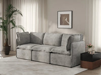 Deluxe Cloud 3-Seater Grey Small Space Couch Sectional | 3-Piece, Linen Look Poly Fabric, Easy To Clean