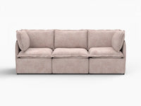 Deluxe Cloud 3-Seater Khaki Couch Sectional | 3-Piece, Linen Look Poly Fabric, Washable Cushion Covers