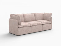 Deluxe Cloud 3-Seater Khaki Couch Sectional | 3-Piece, Linen Look Poly Fabric, Washable Cushion Covers