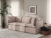 Deluxe Cloud 3-Seater Khaki Couch Sectional | 3-Piece, Linen Look Poly Fabric, Washable Cushion Covers