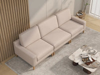 Deluxe Cloud 3-Seater Khaki Couch Sectional | 3-Piece, Linen Look Poly Fabric, Washable Cushion Covers