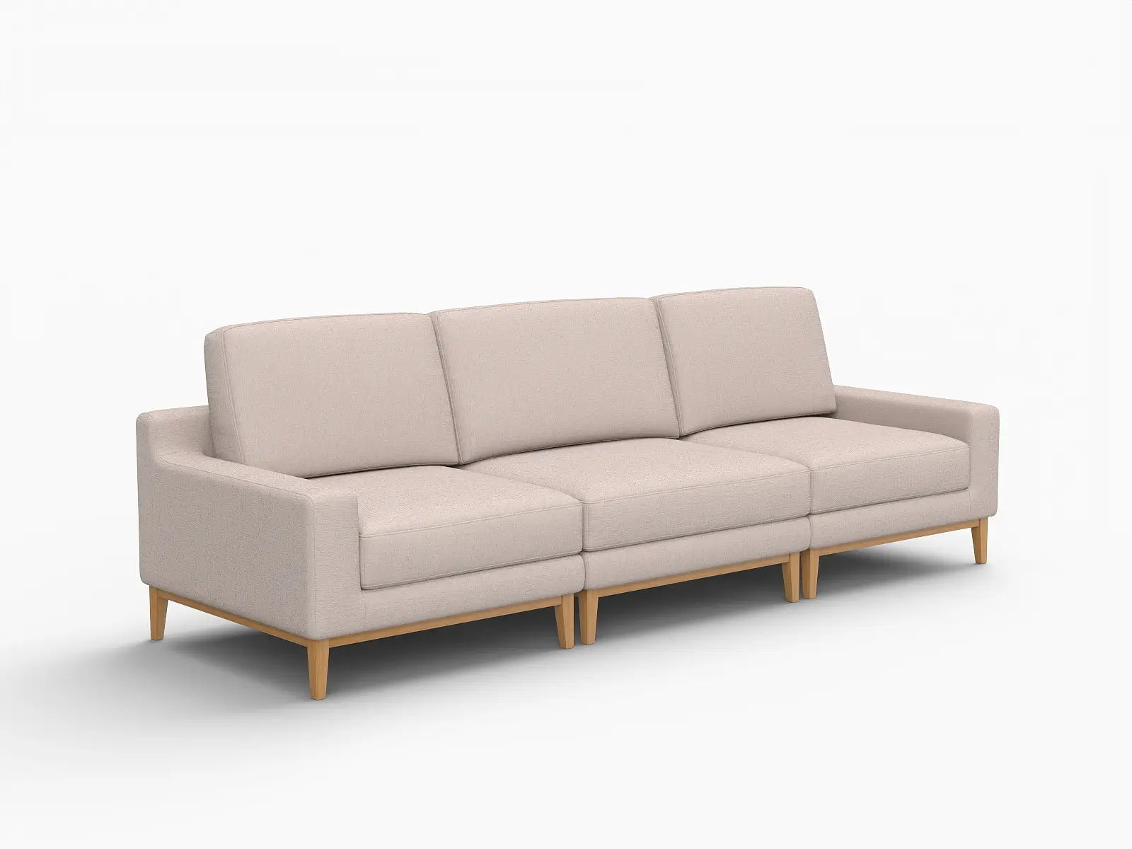 Deluxe Cloud 3-Seater Khaki Couch Sectional | 3-Piece, Linen Look Poly Fabric, Washable Cushion Covers