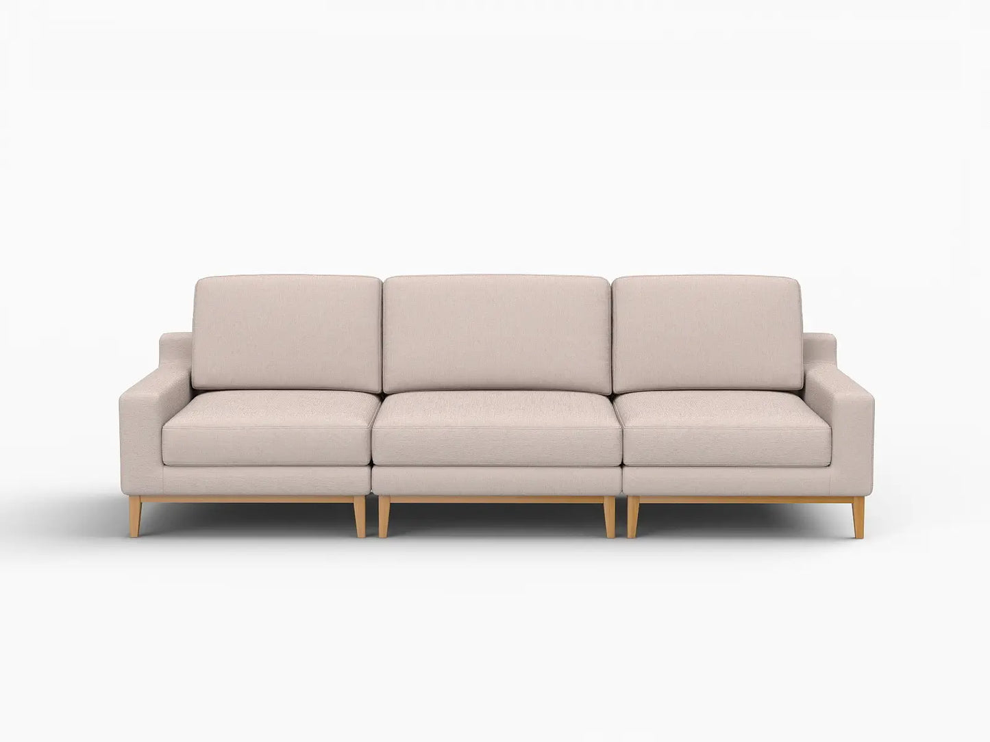 Deluxe Cloud 3-Seater Khaki Couch Sectional | 3-Piece, Linen Look Poly Fabric, Washable Cushion Covers