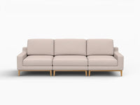 Deluxe Cloud 3-Seater Khaki Couch Sectional | 3-Piece, Linen Look Poly Fabric, Washable Cushion Covers