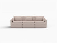 Deluxe Cloud 3-Seater Khaki Couch Sectional | 3-Piece, Linen Look Poly Fabric, Washable Cushion Covers