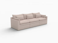 Deluxe Cloud 3-Seater Khaki Couch Sectional | 3-Piece, Linen Look Poly Fabric, Washable Cushion Covers