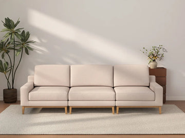 Seccional Sofá Cama de Lujo 3 Plazas Color Caqui | 3 Piezas, Tejido de Poliéster con Aspecto de Lino, Fundas de Cojín Lavables