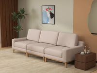 Deluxe Cloud 3-Seater Khaki Couch Sectional | 3-Piece, Linen Look Poly Fabric, Washable Cushion Covers
