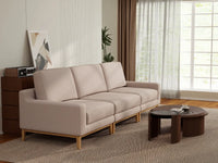 Deluxe Cloud 3-Seater Khaki Couch Sectional | 3-Piece, Linen Look Poly Fabric, Washable Cushion Covers
