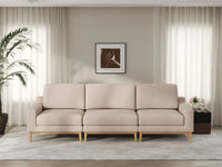Deluxe Cloud 3-Seater Khaki Couch Sectional | 3-Piece, Linen Look Poly Fabric, Washable Cushion Covers