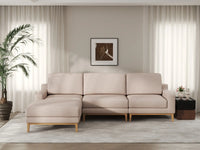 Deluxe Cloud 3-Seater Khaki L-Shaped Sectional | 4-Piece (Includes 1 Ottoman), Linen Look Poly Fabric, Washable Cushion Covers