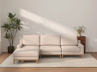 Deluxe Cloud 3-Seater Khaki L-Shaped Sectional | 4-Piece (Includes 1 Ottoman), Linen Look Poly Fabric, Washable Cushion Covers