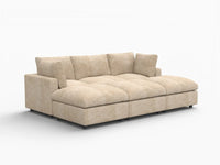 Deluxe Cloud 3-Seater Khaki Large Space Pit Sectional | 6-Piece (Includes 3 Ottomans), Linen-Blend Chenille Fabric, Easy To Clean