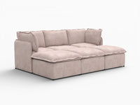 Deluxe Cloud 3-Seater Khaki Pit Sectional | 6-Piece (Includes 3 Ottomans), Linen Look Poly Fabric, Washable Cushion Covers