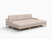 Deluxe Cloud 3-Seater Khaki Pit Sectional | 6-Piece (Includes 3 Ottomans), Linen Look Poly Fabric, Washable Cushion Covers
