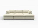 Deluxe Premium Cloud Sectional Sofa Covers | Khaki Cotton and Linen Sofa Cover for 3-Seater with 3-Ottomans