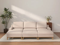Deluxe Cloud 3-Seater Khaki Pit Sectional | 6-Piece (Includes 3 Ottomans), Linen Look Poly Fabric, Washable Cushion Covers