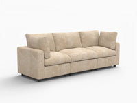 Deluxe Cloud 3-Seater Khaki Small Space Couch Sectional | 3-Piece, Linen-Blend Chenille Fabric, Easy To Clean