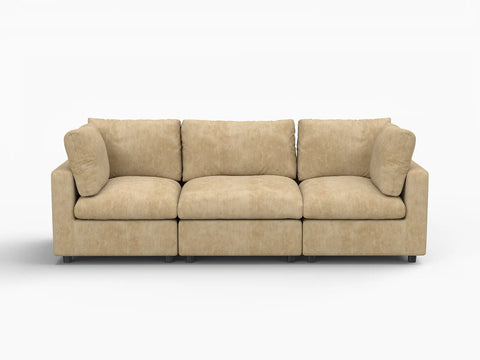 Lounge Cloud Sectional Sofa Covers | Khaki Linen-Blend Chenille Sofa Cover for 3-Seater