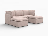 Deluxe Cloud 3-Seater Khaki U-Shaped Sectional | 5-Piece (Includes 2 Ottomans), Linen Look Poly Fabric, Washable Cushion Covers