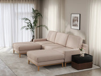 Deluxe Cloud 3-Seater Khaki U-Shaped Sectional | 5-Piece (Includes 2 Ottomans), Linen Look Poly Fabric, Washable Cushion Covers